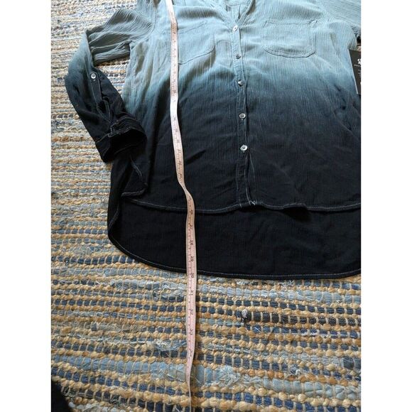 NWT Rock & Republic Ombré Button Up Shirt Blue L Dip Dye L/S Crinkle Sh - Picture 5 of 9